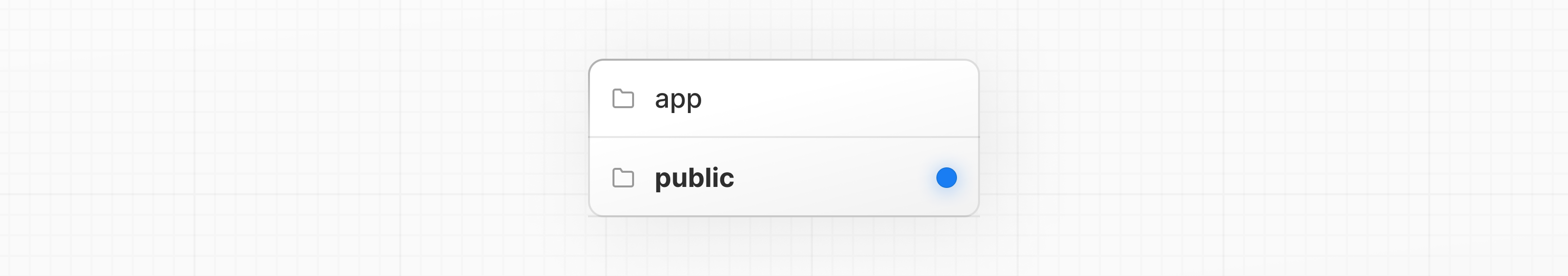 Folder structure showing app and public folders