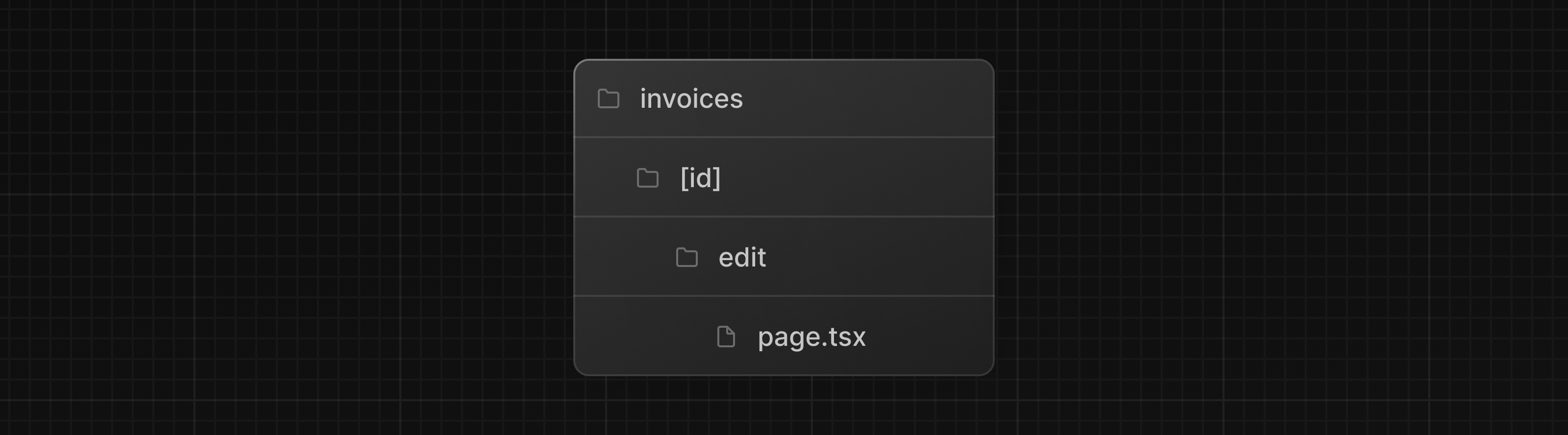 包含嵌套 [id] 文件夹和其中 edit 文件夹的 Invoices 文件夹
