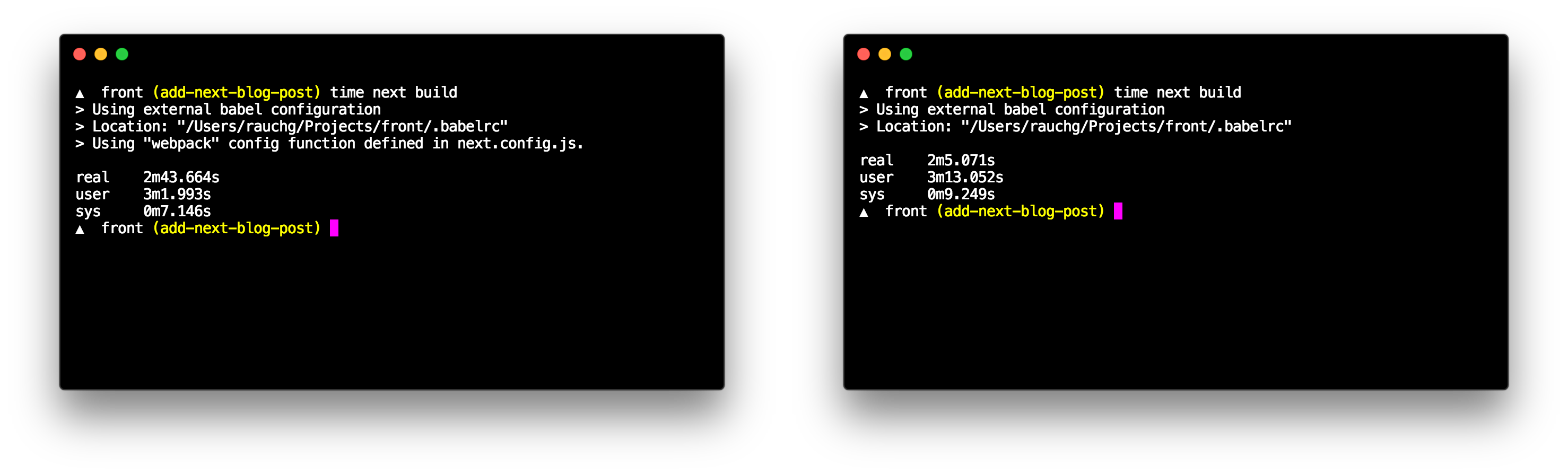 Our main application production build now takes 38 fewer seconds to complete