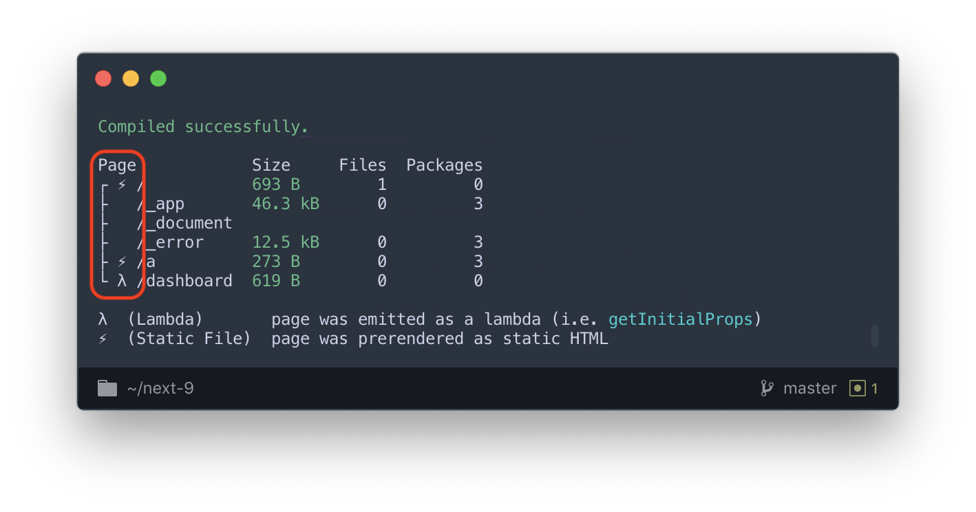 Next.js Built Page Type