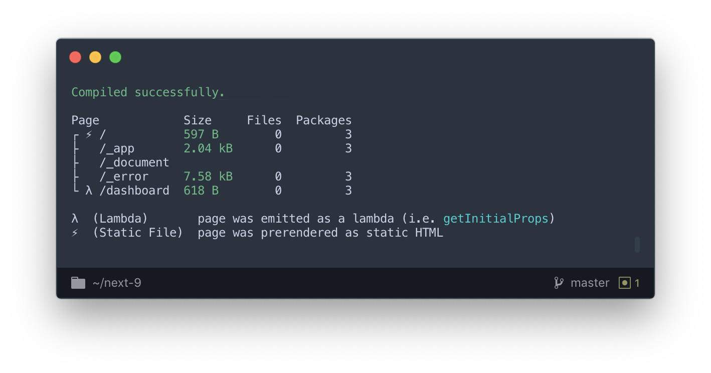 Next.js Build Output Type Indicator
